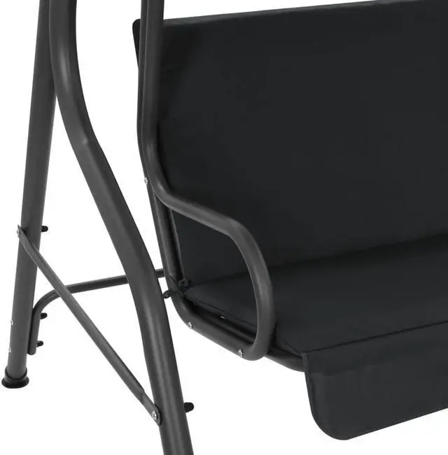 Alt view image 4 of 12 - vidaXL Garden Swing Chair Outdoor Bench with Canopy and Cushion Anthracite Steel