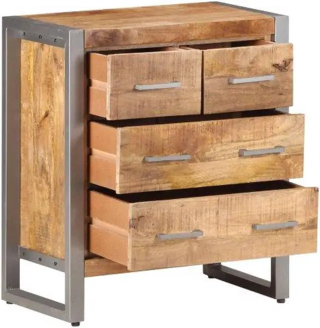 Alt view image 10 of 13 - vidaXL Rough Mango Wood Sideboard Storage Side Cabinet Wooden Home Organizer