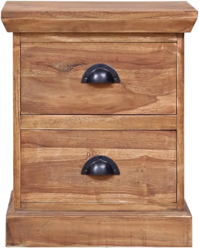 Alt view image 4 of 13 - vidaXL Solid Teak Wood Bedside Cabinet Bedside Table Nightstand Storage Wooden