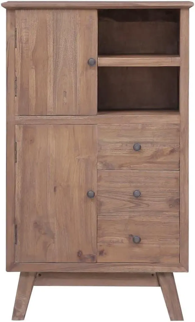 Alt view image 2 of 13 - vidaXL Sideboard Side Cabinet with 3 Shelves and 3 Drawers Solid Teak Wood