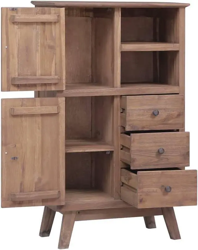 Alt view image 5 of 13 - vidaXL Sideboard Side Cabinet with 3 Shelves and 3 Drawers Solid Teak Wood
