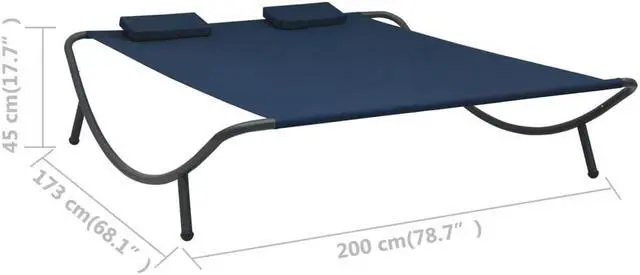Alt view image 7 of 14 - vidaXL Outdoor Chaise Lounge Patio Lounge Bed Sun Lounger Daybed Fabric Blue