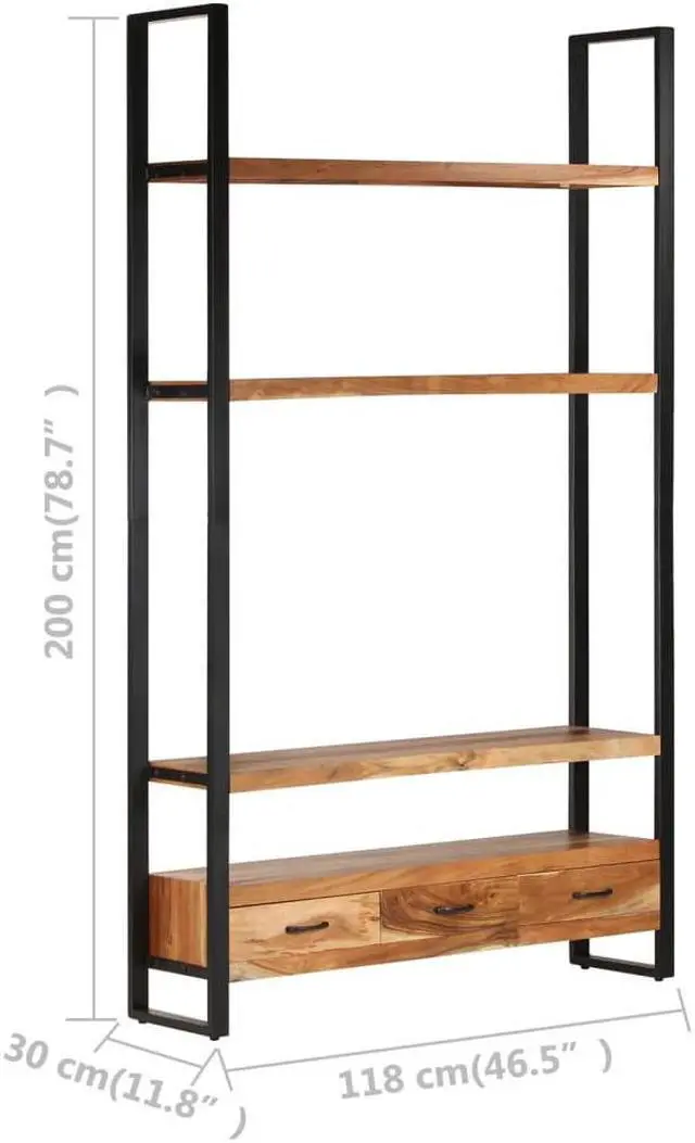 Alt view image 7 of 7 - vidaXL Bookshelf Bookcase Storage Side Cabinet Living Room Solid Wood Acacia