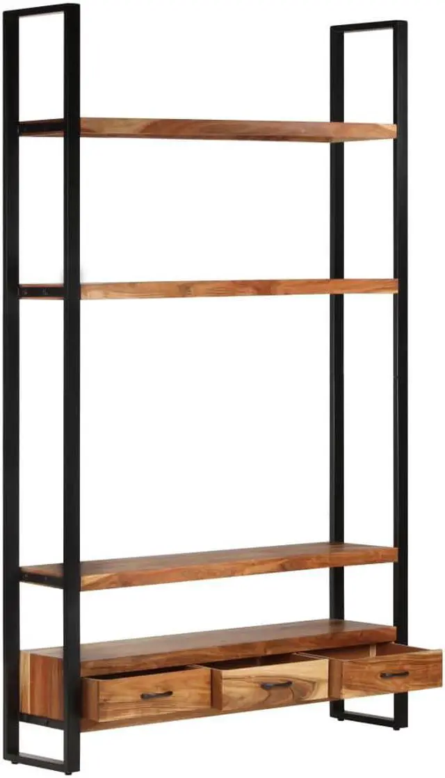 Alt view image 2 of 7 - vidaXL Bookshelf Bookcase Storage Side Cabinet Living Room Solid Wood Acacia