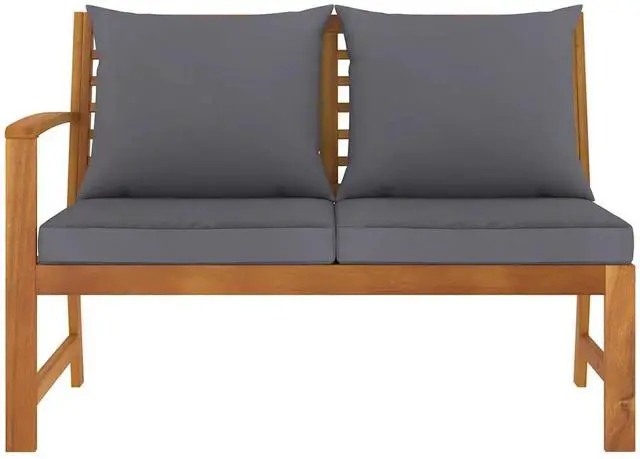 Alt view image 9 of 12 - vidaXL Garden Bench 45.1" with Dark Gray Cushion Solid Acacia Wood