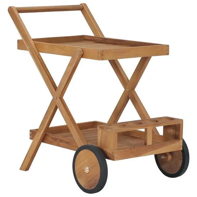 Alt view image 7 of 13 - vidaXL Tea Trolley Solid Teak Wood