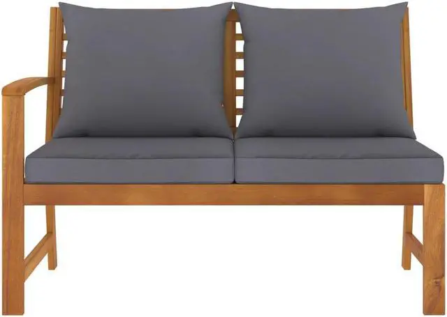 Alt view image 8 of 12 - vidaXL Garden Bench 45.1" with Dark Gray Cushion Solid Acacia Wood