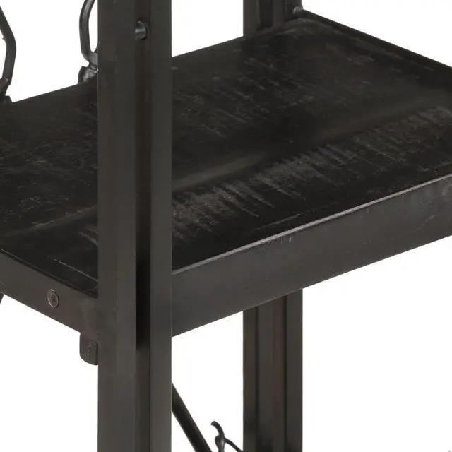 Alt view image 4 of 19 - vidaXL 3-Tier Solid Acacia Wood Bookcase Black 15.7" Bookshelf Stand Cabinet