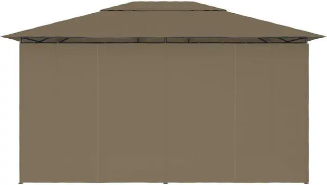 Alt view image 7 of 13 - vidaXL Garden Marquee with Curtains 13.1'x9.8' Taupe Outdoor Patio Sunshade