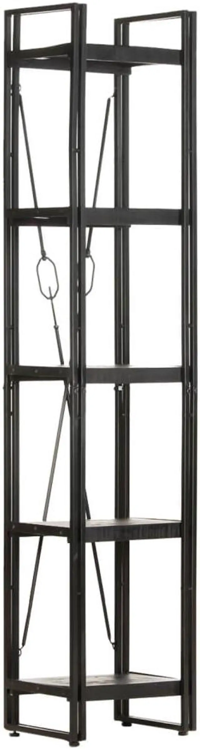 Main image of vidaXL 5-Tier Solid Acacia Wood Bookcase Black 15.7" Bookshelf Stand Cabinet