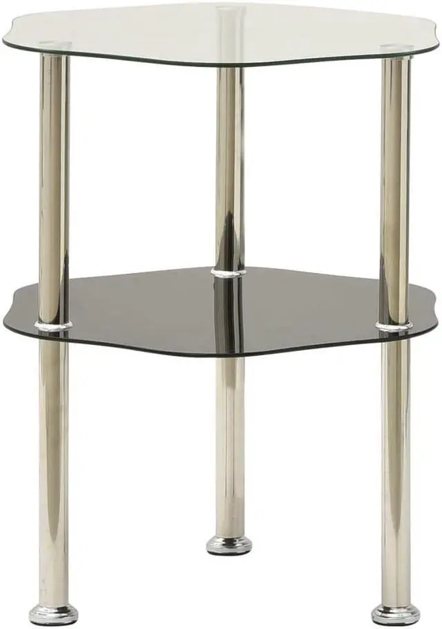 Main image of vidaXL Side Table 2-Tier End Coffee Table Transparent and Black Tempered Glass