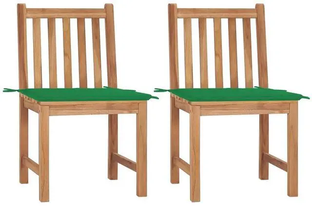 Alt view image 7 of 13 - vidaXL Garden Chairs 2 pcs with Cushions Solid Teak Wood
