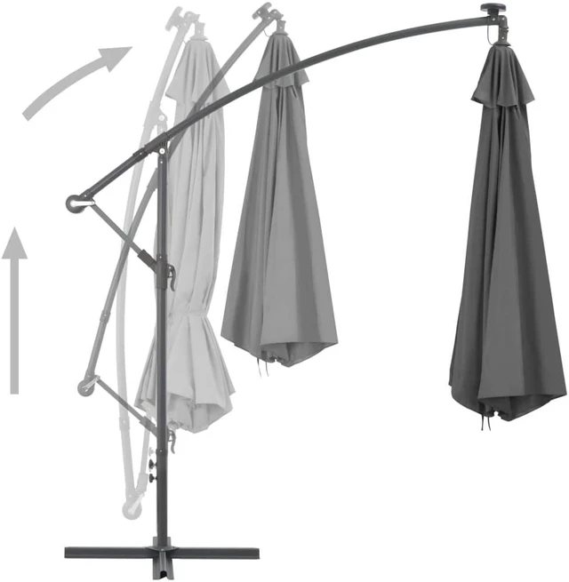 Alt view image 13 of 15 - vidaXL Garden Parasol with Aluminium Pole 2x1,5 m Anthracite