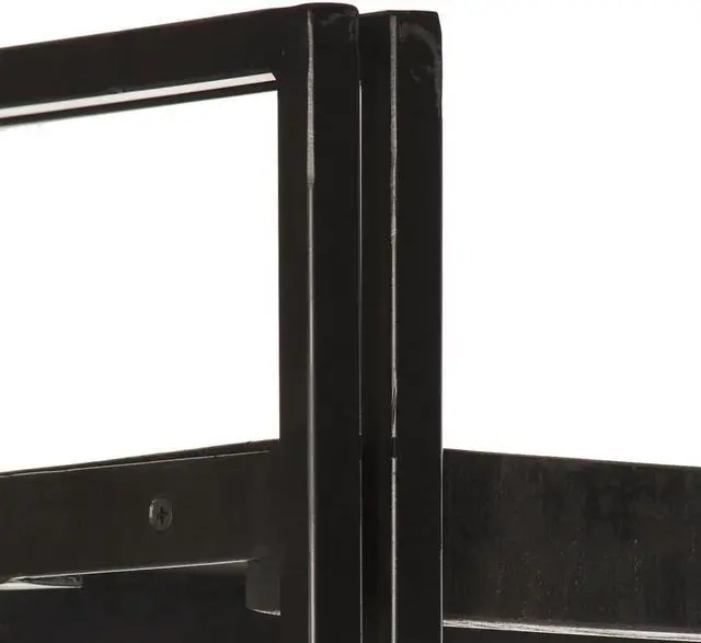 Alt view image 3 of 20 - vidaXL 3-Tier Solid Acacia Wood Bookcase Black 23.6" Bookshelf Stand Cabinet