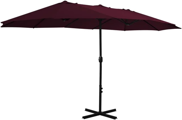 Alt view image 8 of 13 - vidaXL Outdoor Parasol with Aluminum Pole 181.1"x106.3" Bordeaux Red