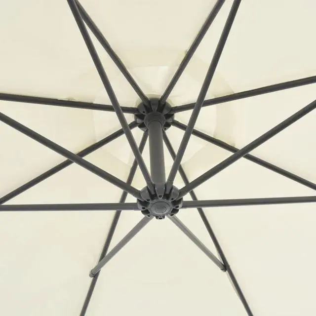 Alt view image 10 of 18 - vidaXL Cantilever Umbrella with Steel Pole 118.1" Sand