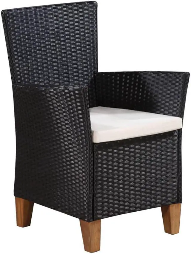 Alt view image 4 of 7 - vidaXL Patio Dining Set Outdoor Dining Set 5 Piece Poly Rattan Black and Brown