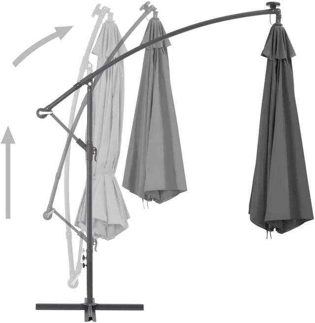Alt view image 12 of 15 - vidaXL Garden Parasol with Aluminium Pole 2x1,5 m Anthracite