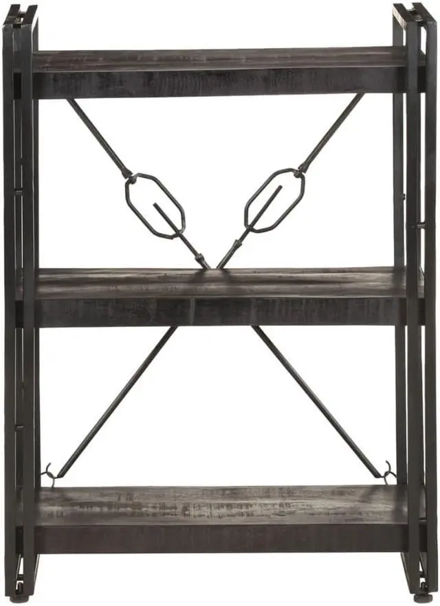Alt view image 2 of 20 - vidaXL 3-Tier Solid Acacia Wood Bookcase Black 23.6" Bookshelf Stand Cabinet