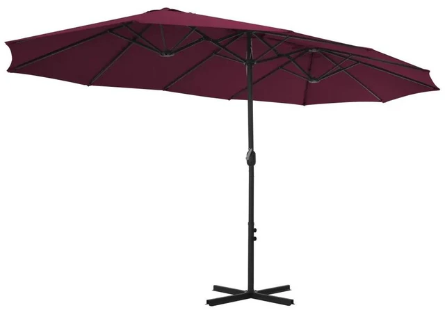 Alt view image 10 of 13 - vidaXL Outdoor Parasol with Aluminum Pole 181.1"x106.3" Bordeaux Red
