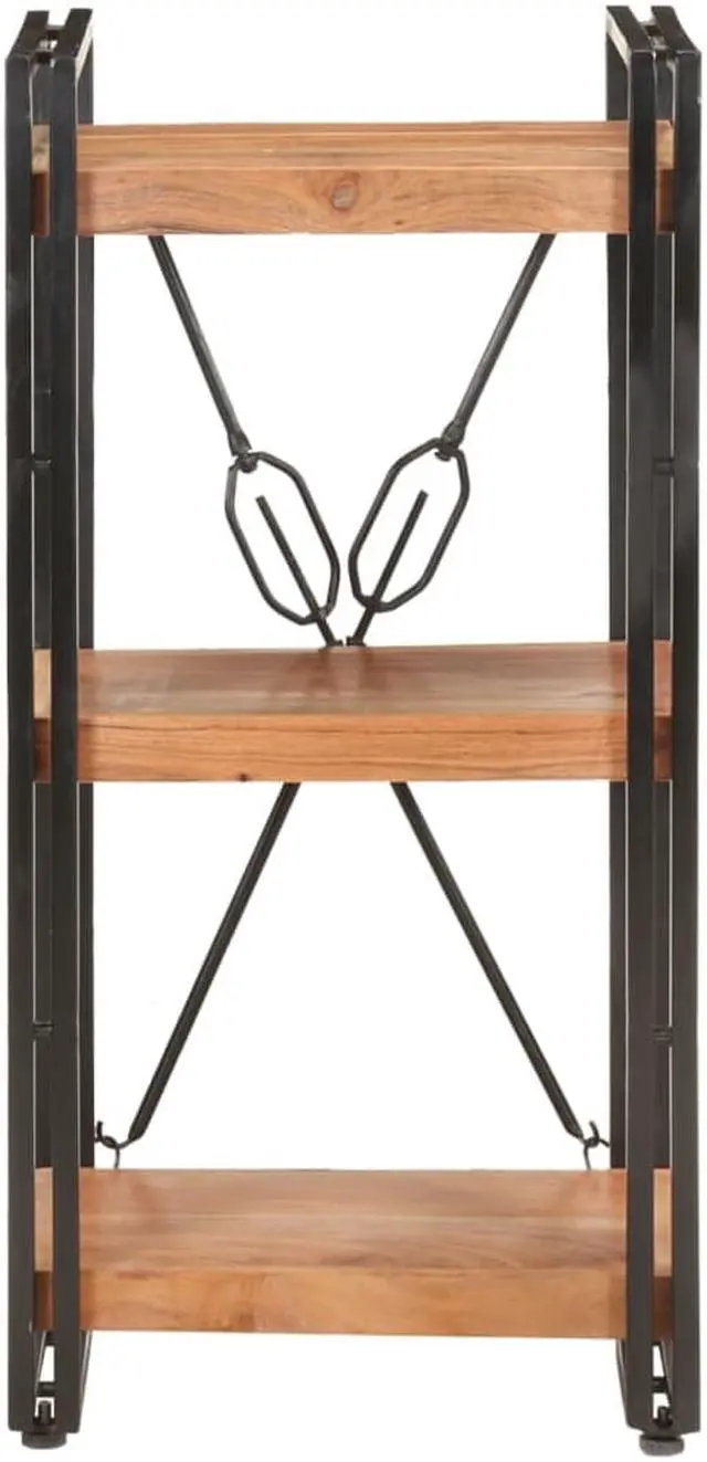 Alt view image 2 of 20 - vidaXL 3-Tier Solid Acacia Wood Bookcase 15.7" Bookshelf Stand Shelf Cabinet