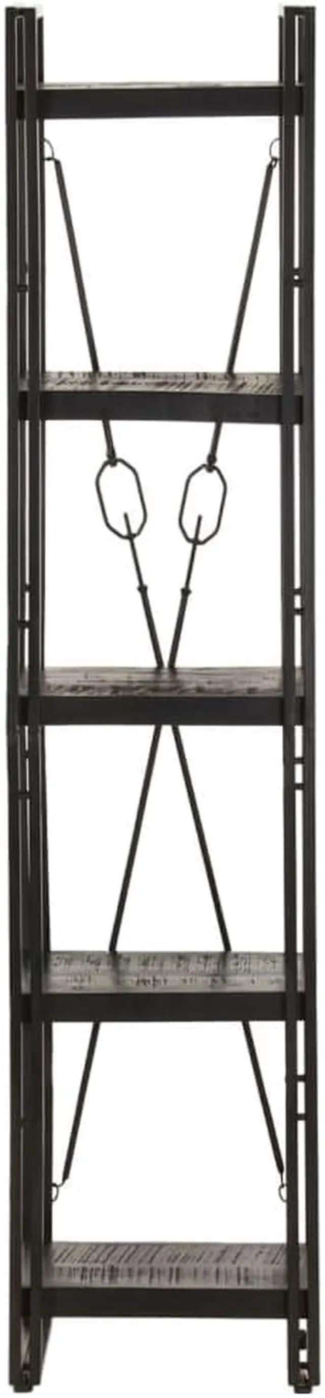 Alt view image 2 of 13 - vidaXL 5-Tier Solid Acacia Wood Bookcase Black 15.7" Bookshelf Stand Cabinet