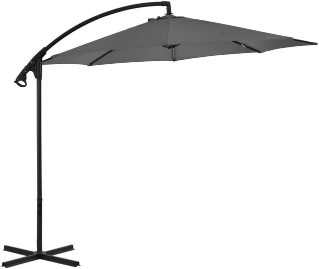 Alt view image 8 of 15 - vidaXL Garden Parasol with Aluminium Pole 2x1,5 m Anthracite