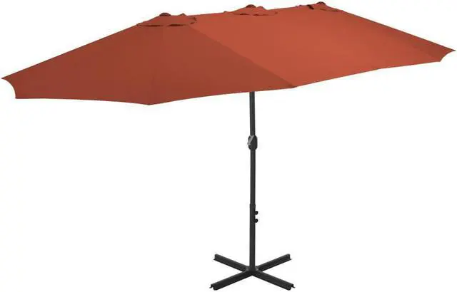 Main image of vidaXL Garden Parasol with Metal Pole 390 cm Bordeaux Red