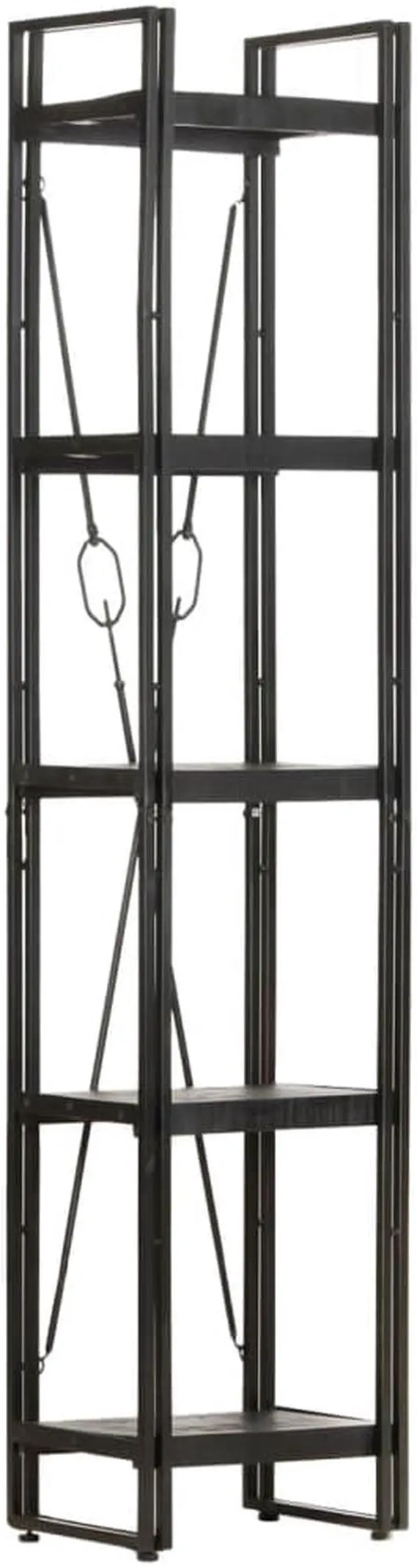 Alt view image 7 of 13 - vidaXL 5-Tier Solid Acacia Wood Bookcase Black 15.7" Bookshelf Stand Cabinet
