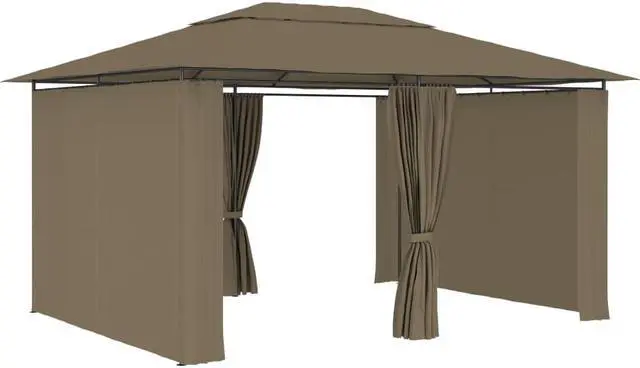 Alt view image 5 of 13 - vidaXL Garden Marquee with Curtains 13.1'x9.8' Taupe Outdoor Patio Sunshade