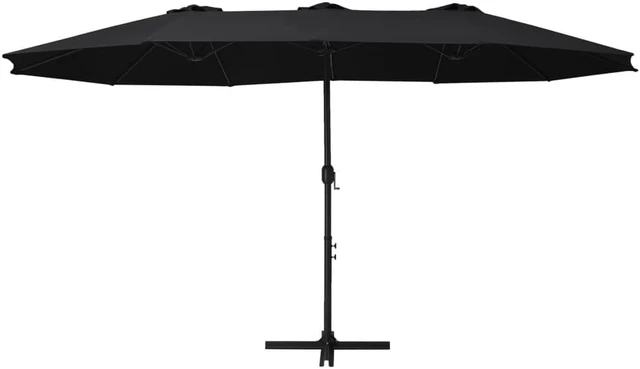 Alt view image 2 of 13 - vidaXL Outdoor Umbrella Patio Parasol with Double Top and Cross Base Black
