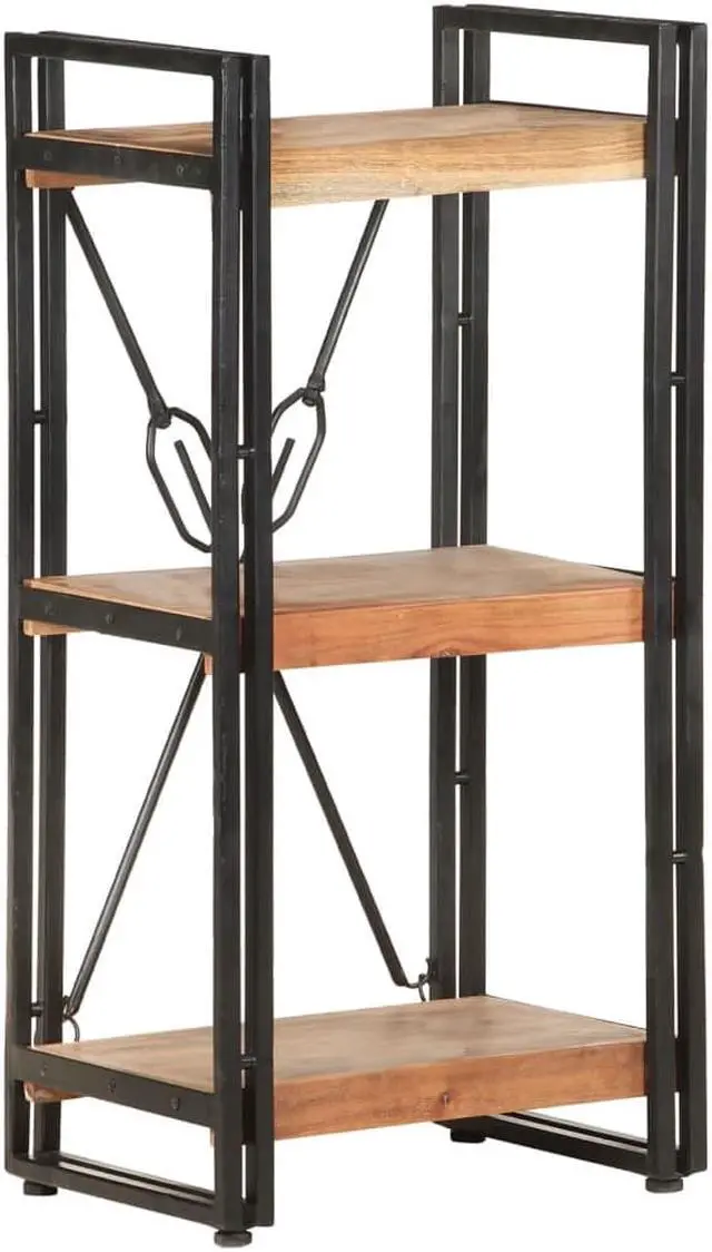 Alt view image 7 of 20 - vidaXL 3-Tier Solid Acacia Wood Bookcase 15.7" Bookshelf Stand Shelf Cabinet