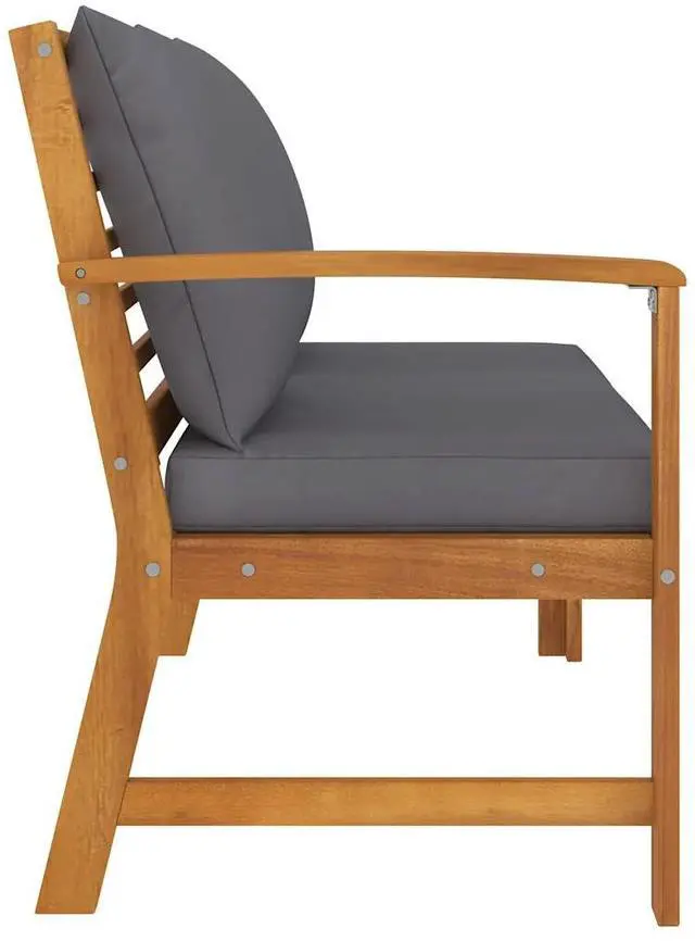 Alt view image 10 of 12 - vidaXL Garden Bench 45.1" with Dark Gray Cushion Solid Acacia Wood