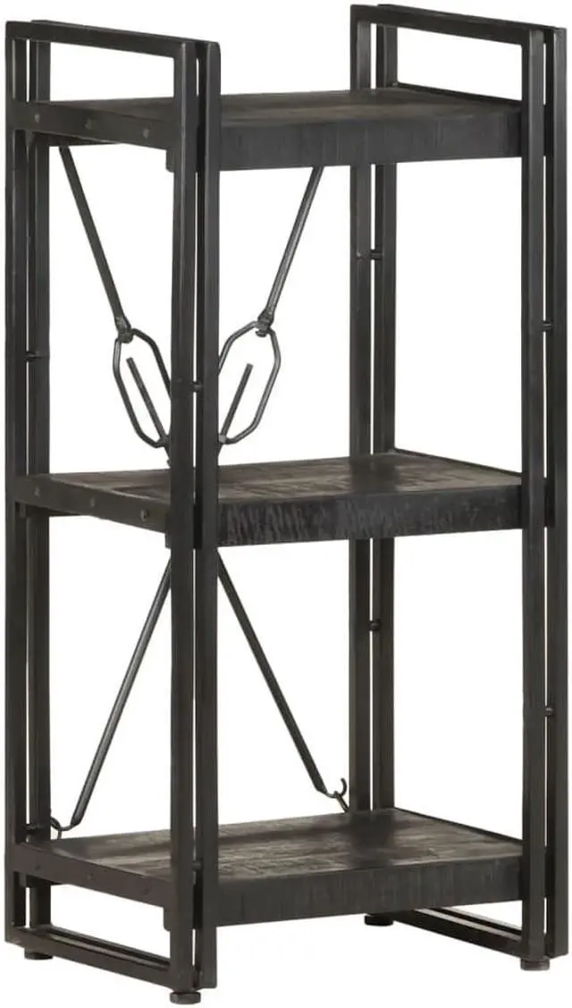 Main image of vidaXL 3-Tier Solid Acacia Wood Bookcase Black 15.7" Bookshelf Stand Cabinet