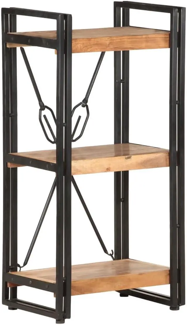 Alt view image 6 of 20 - vidaXL 3-Tier Solid Acacia Wood Bookcase 15.7" Bookshelf Stand Shelf Cabinet