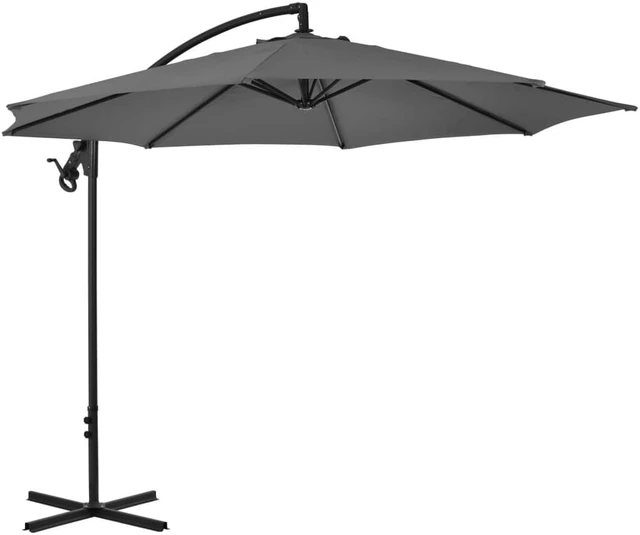 Alt view image 10 of 15 - vidaXL Garden Parasol with Aluminium Pole 2x1,5 m Anthracite