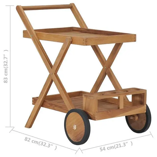 Alt view image 13 of 13 - vidaXL Tea Trolley Solid Teak Wood