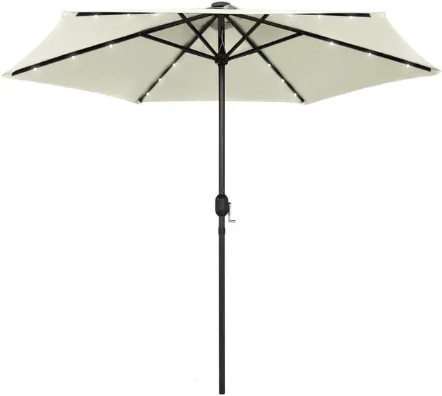 Main image of vidaXL Parasol with LED Lights and Aluminum Pole 106.3" Sand White Garden