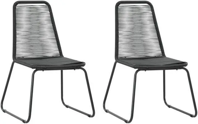 Alt view image 11 of 13 - vidaXL 3 Piece Garden Dining Set PVC Rattan Black