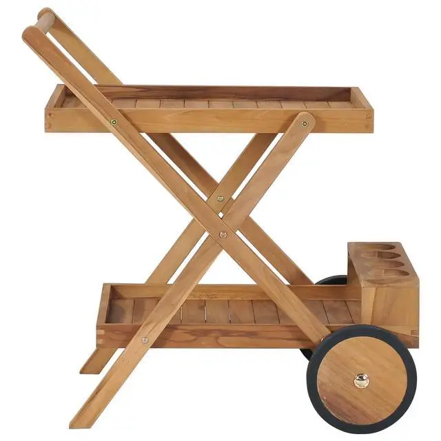 Alt view image 9 of 13 - vidaXL Tea Trolley Solid Teak Wood