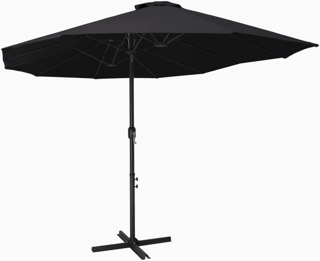 Main image of vidaXL Outdoor Umbrella Patio Parasol with Double Top and Cross Base Black