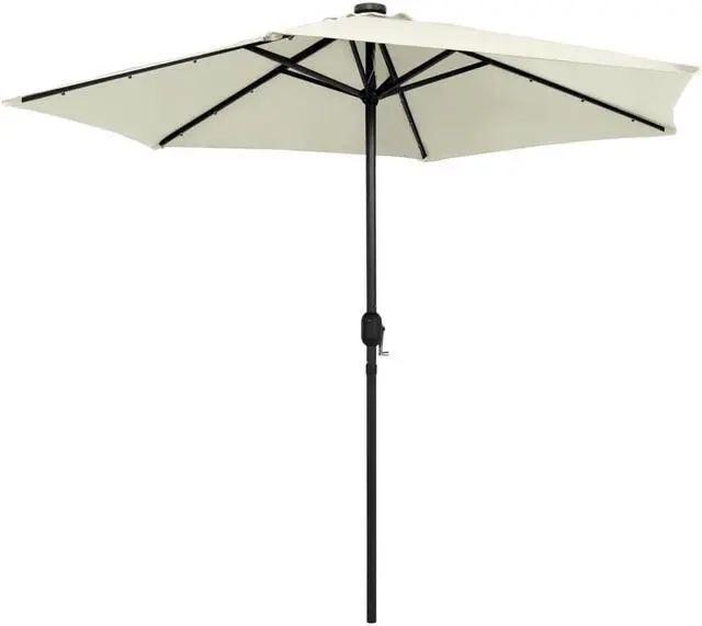 Alt view image 3 of 12 - vidaXL Parasol with LED Lights and Aluminum Pole 106.3" Sand White Garden