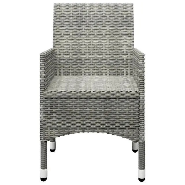 Alt view image 13 of 13 - vidaXL 3 Piece Garden Bistro Set Poly Rattan and Tempered Glass Gray