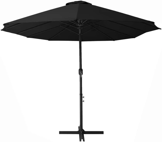 Alt view image 3 of 13 - vidaXL Outdoor Umbrella Patio Parasol with Double Top and Cross Base Black