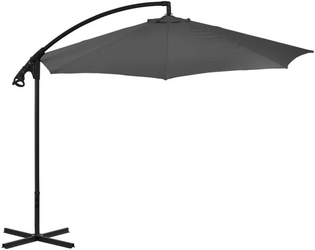 Alt view image 9 of 15 - vidaXL Garden Parasol with Aluminium Pole 2x1,5 m Anthracite