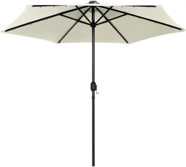Alt view image 2 of 12 - vidaXL Parasol with LED Lights and Aluminum Pole 106.3" Sand White Garden