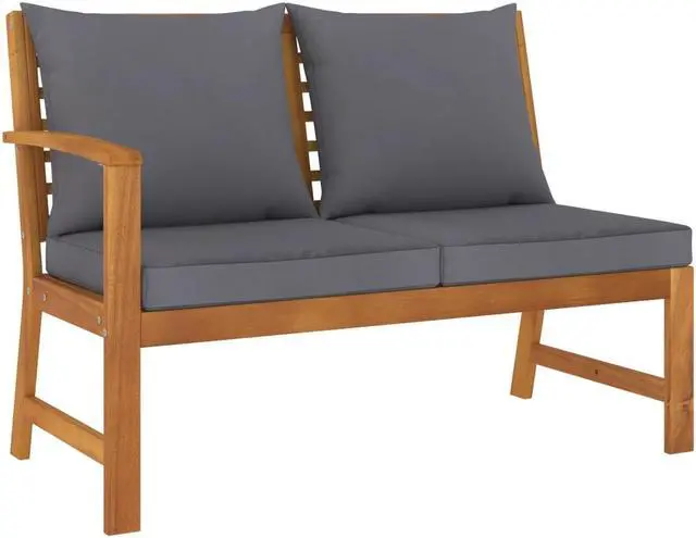 Alt view image 7 of 12 - vidaXL Garden Bench 45.1" with Dark Gray Cushion Solid Acacia Wood