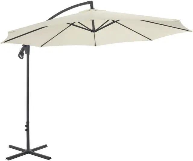 Alt view image 8 of 18 - vidaXL Cantilever Umbrella with Steel Pole 118.1" Sand