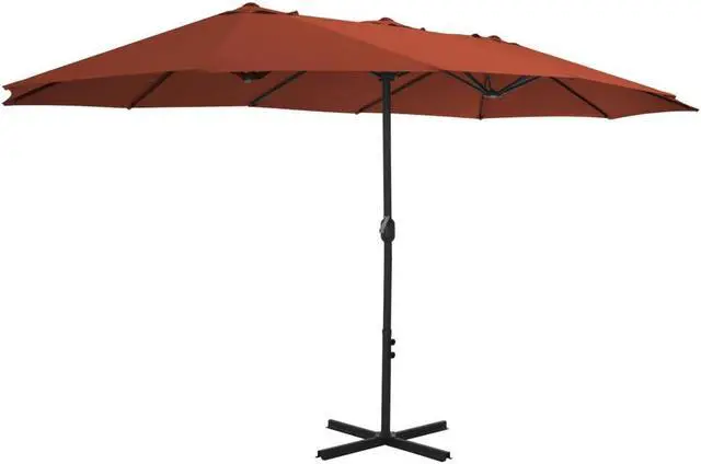 Alt view image 2 of 14 - vidaXL Garden Parasol with Metal Pole 390 cm Bordeaux Red