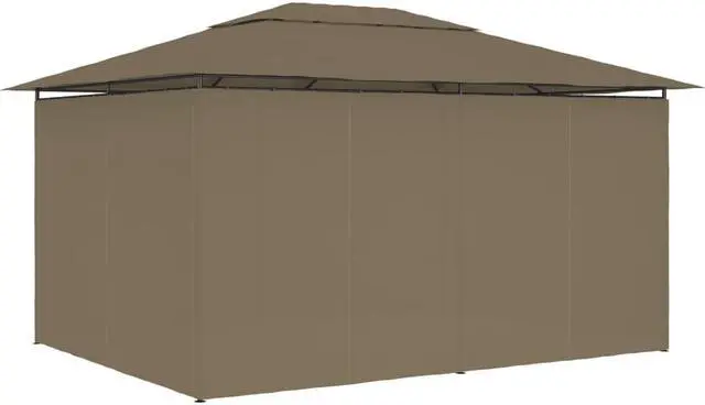 Alt view image 6 of 13 - vidaXL Garden Marquee with Curtains 13.1'x9.8' Taupe Outdoor Patio Sunshade